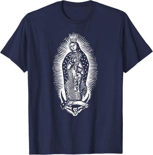 Our Lady of Guadalupe Virgin Mary Mother of Jesus T-Shirt - T-Shirt | Navy