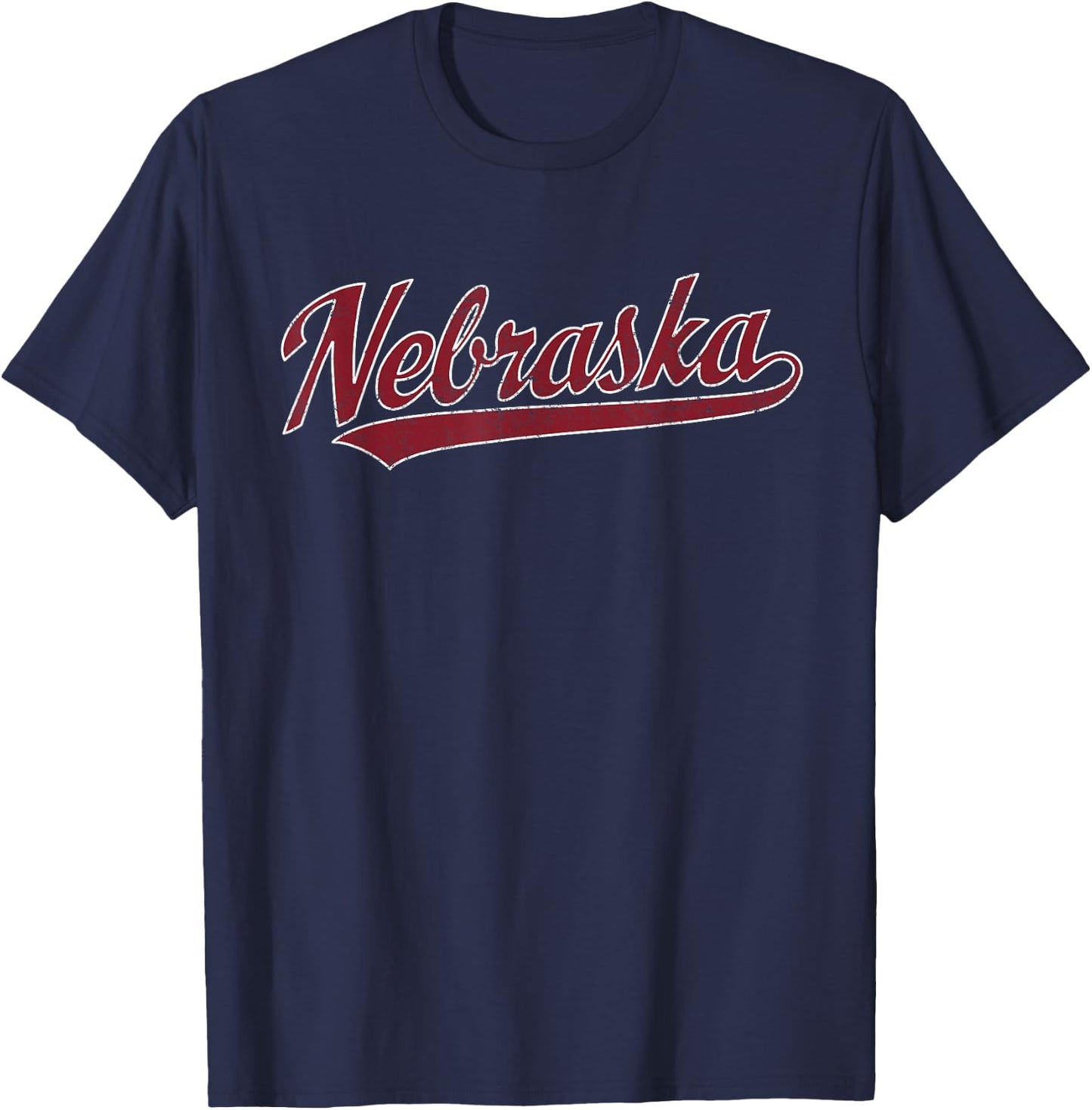 Nebraska NE Vintage Sports Design Retro Script T-Shirt - T-Shirt | Navy