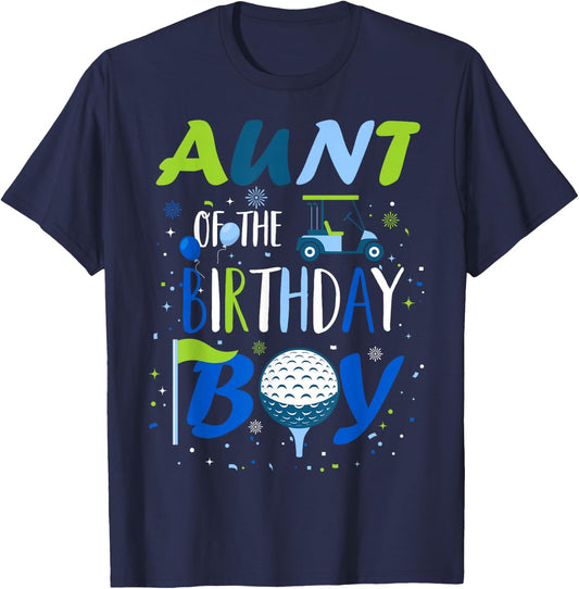 Aunt of The Birthday Boy Hole in One Golf Sport Matching T-Shirt - T-Shirt | Navy