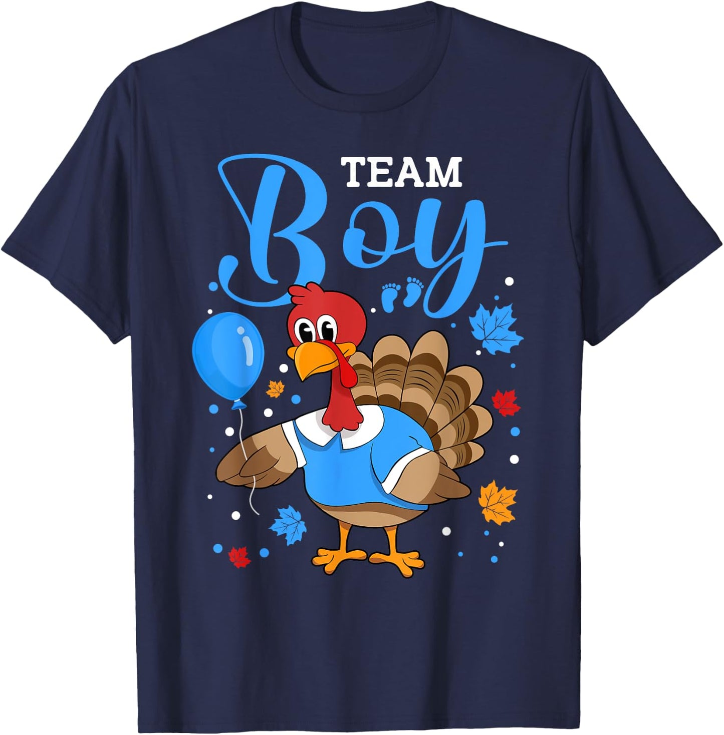 Team Boy Gender Reveal Baby Announcement Thanksgiving T-Shirt - T-Shirt | Navy