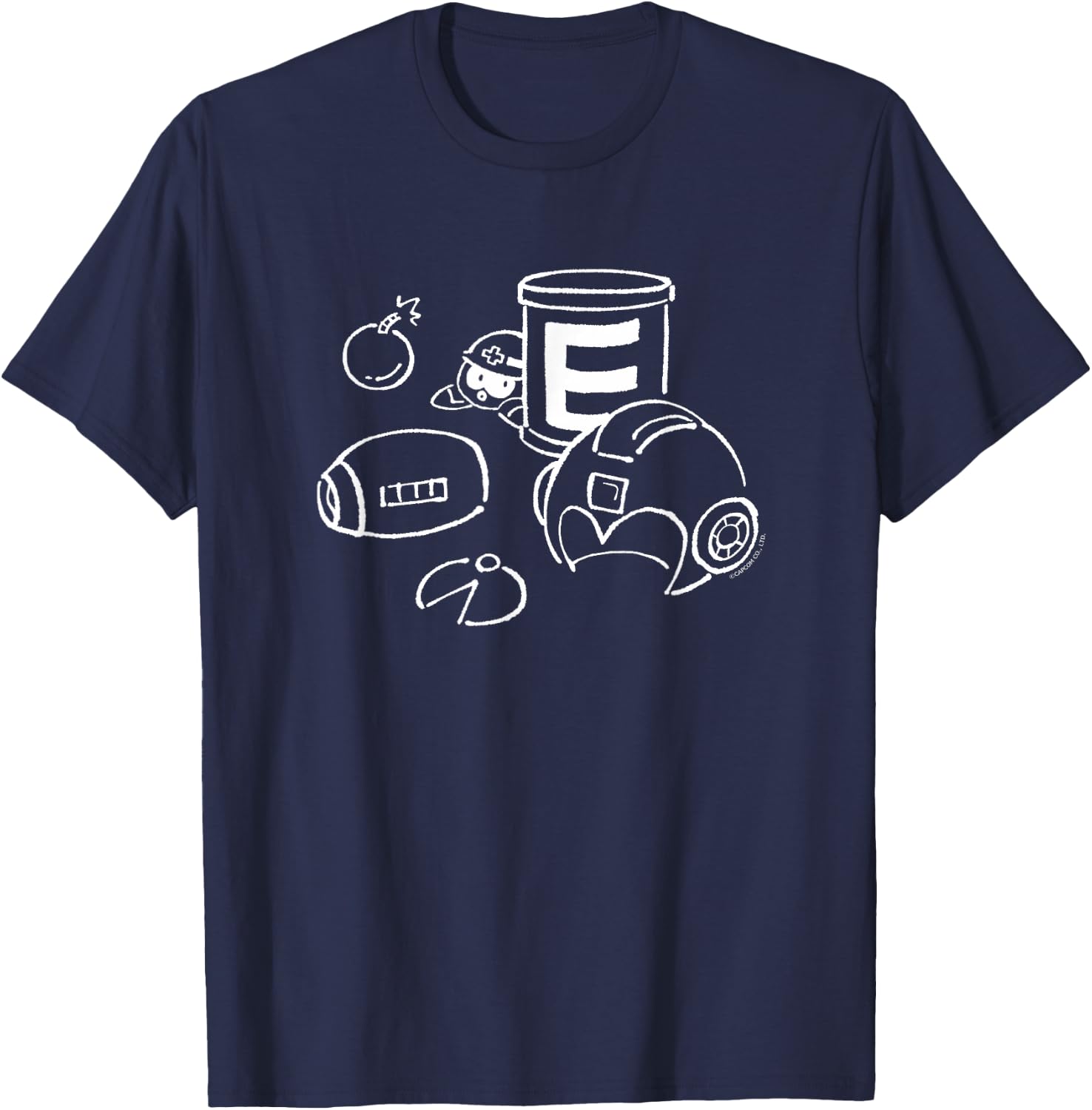 MEGA MAN Line Art (A) T-Shirt - T-Shirt | Navy