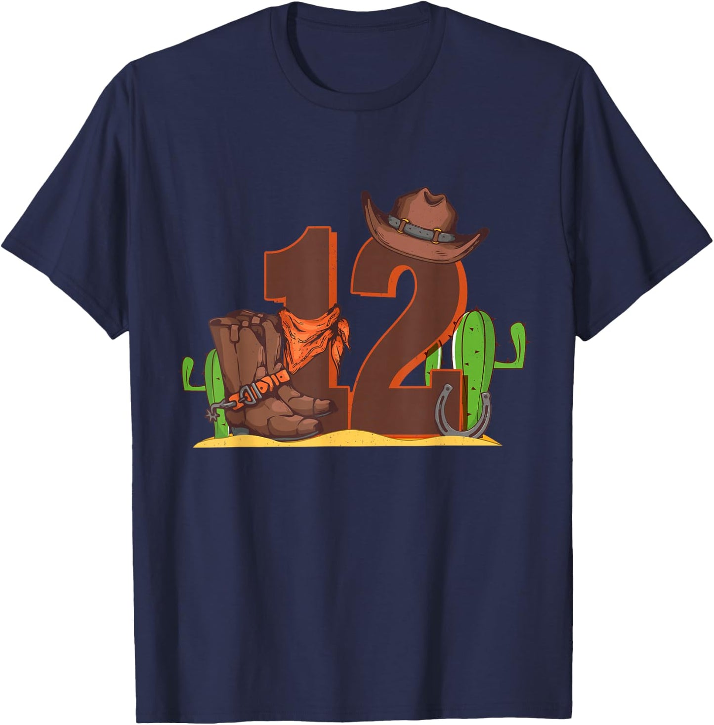 12th Birthday Boy 12 Year Old Rodeo Western Cowboy Howdy T-Shirt - T-Shirt | Navy