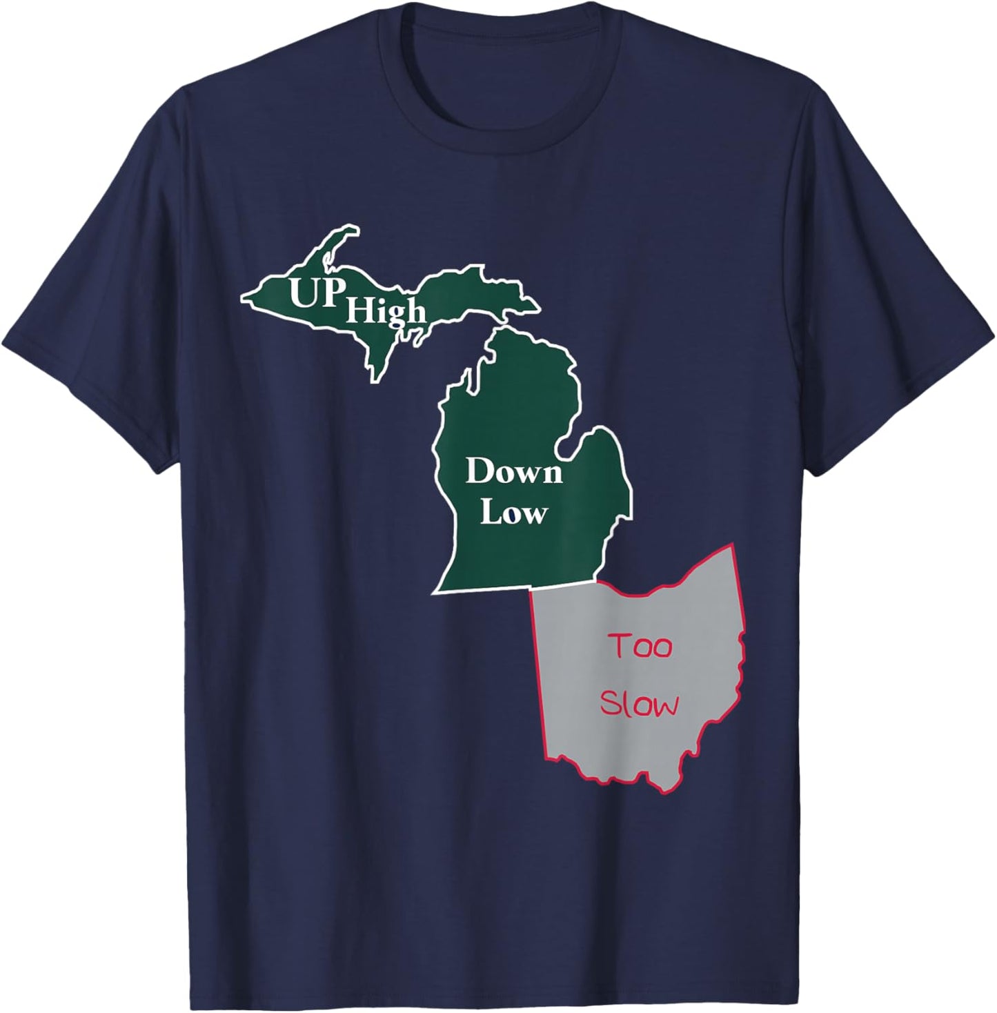UP High Down Low Too Slow Michigan State vs Ohio T-Shirt - T-Shirt | Navy