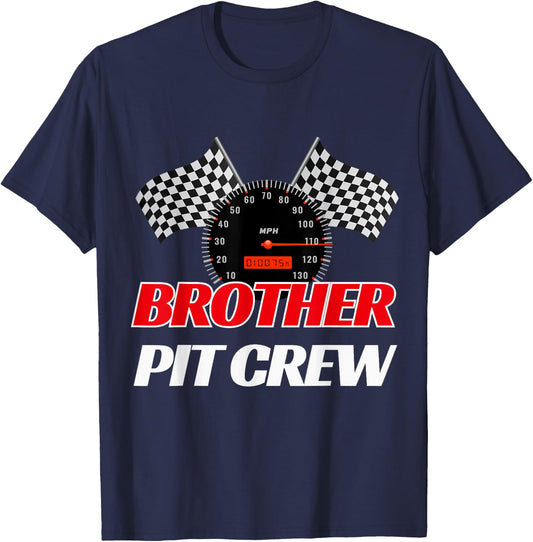 Brother Pit Crew Race Car Birthday Party Racing T-Shirt - T-Shirt | Navy
