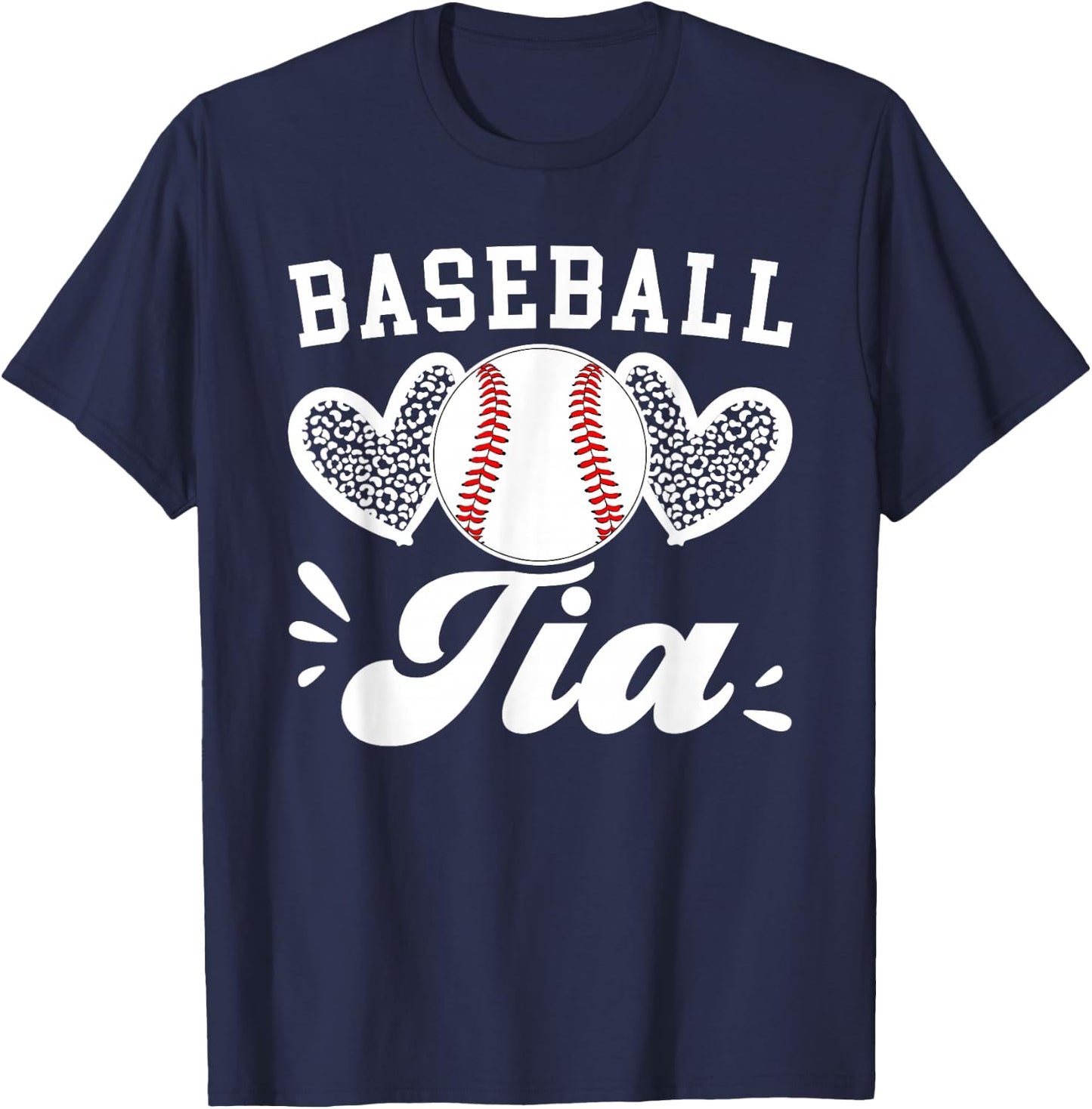 Baseball Tia Hearts Aunt Tia Of A Baseball Player Tia T-Shirt - T-Shirt | Navy