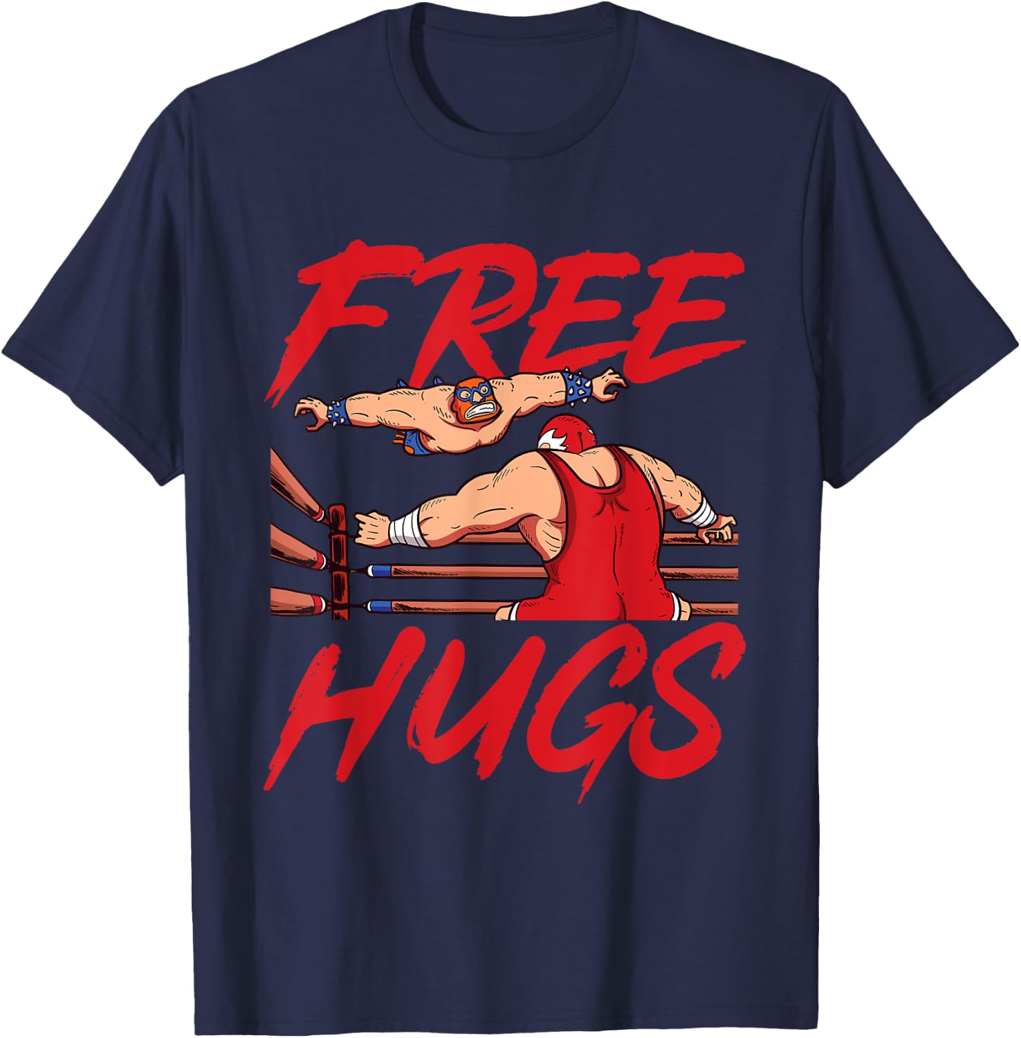 Wrestling Wrestler - Free Hugs T-Shirt - T-Shirt | Navy