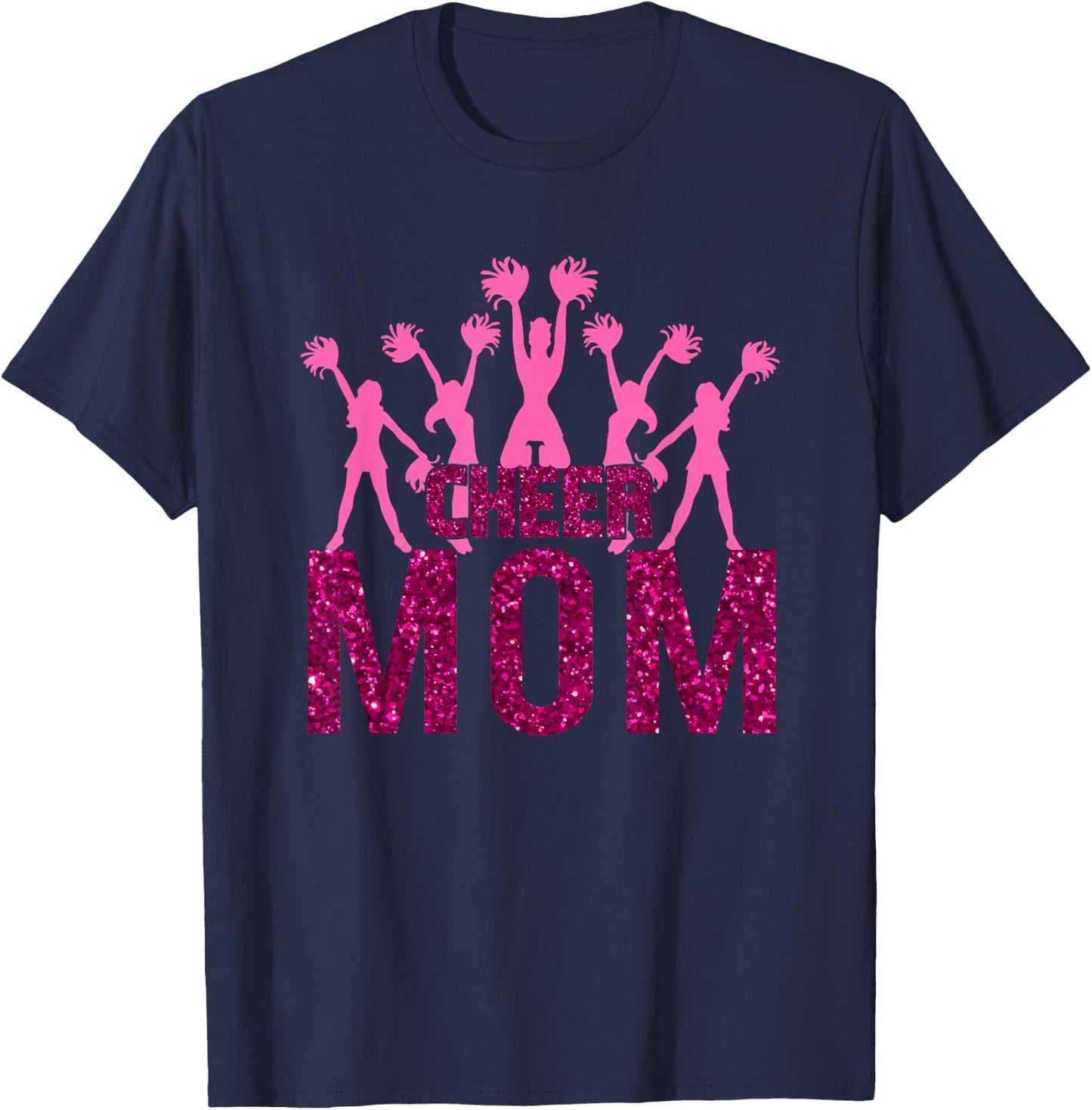 Cheer Mom Pink Color Cheerleader Girls Cheerleading Woman T-Shirt - T-Shirt | Navy