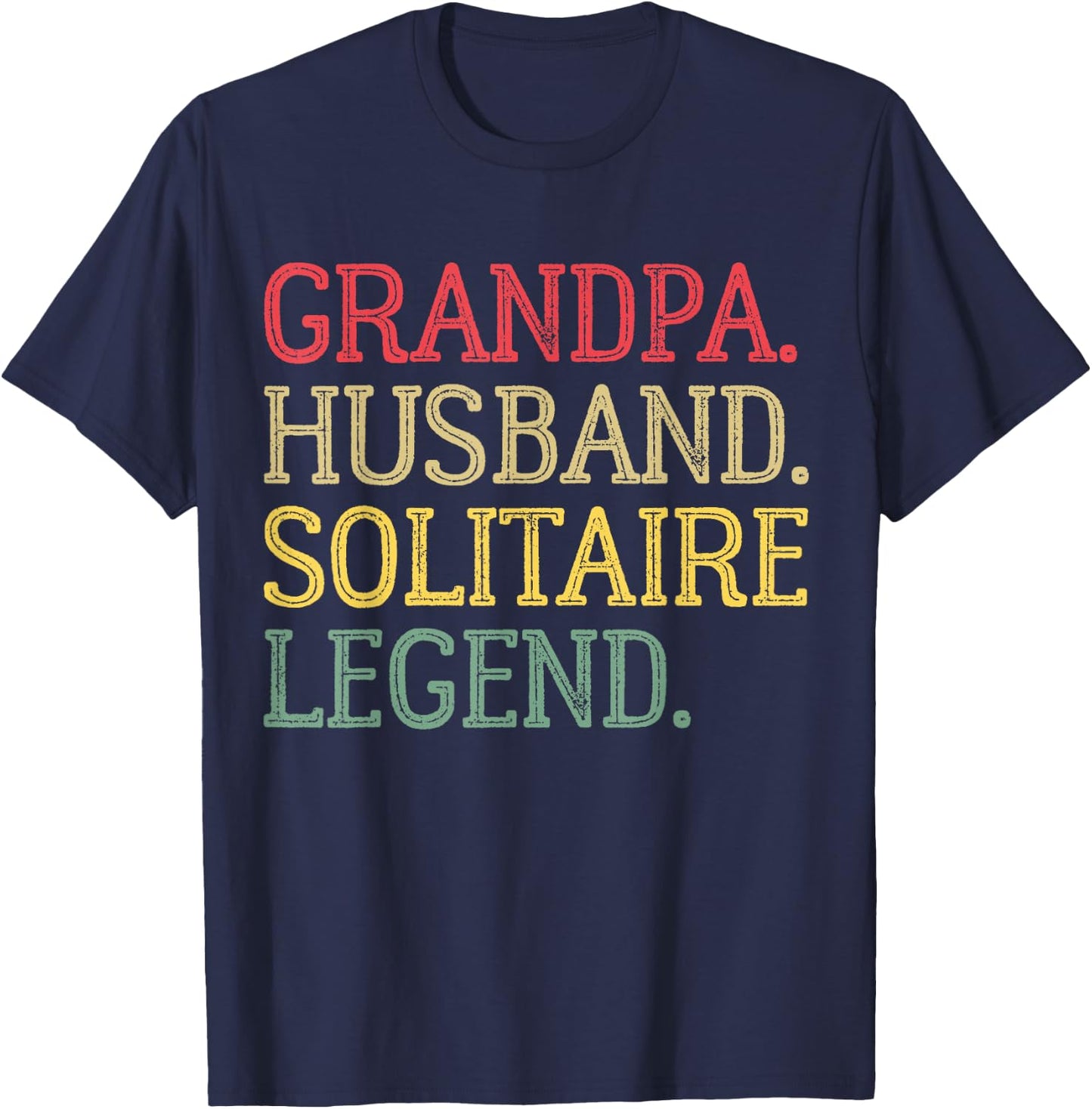 Grandpa Husband Solitaire Legend Vintage Solitaire Game T-Shirt - T-Shirt | Navy