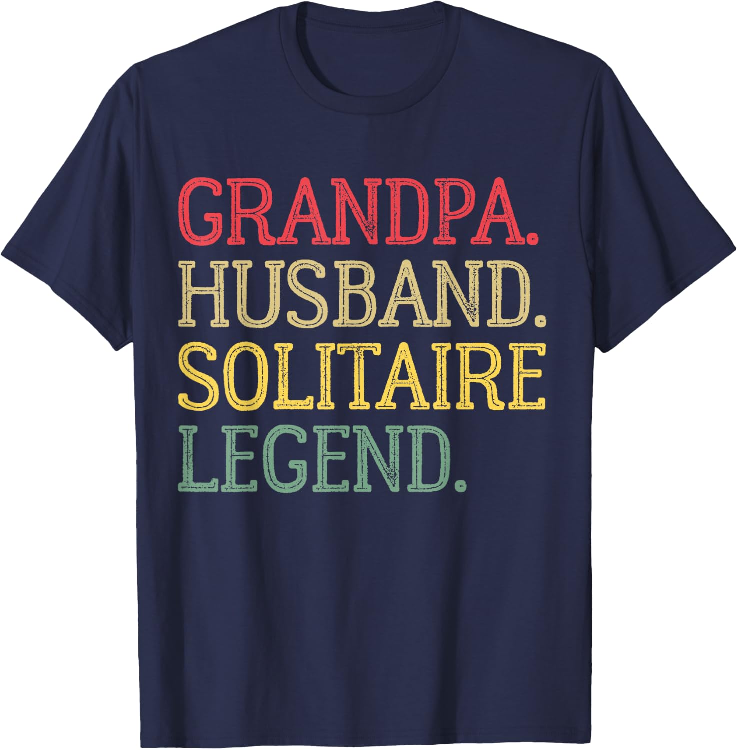 Grandpa Husband Solitaire Legend Vintage Solitaire Game T-Shirt - T-Shirt | Navy