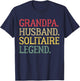 Grandpa Husband Solitaire Legend Vintage Solitaire Game T-Shirt - T-Shirt | Navy