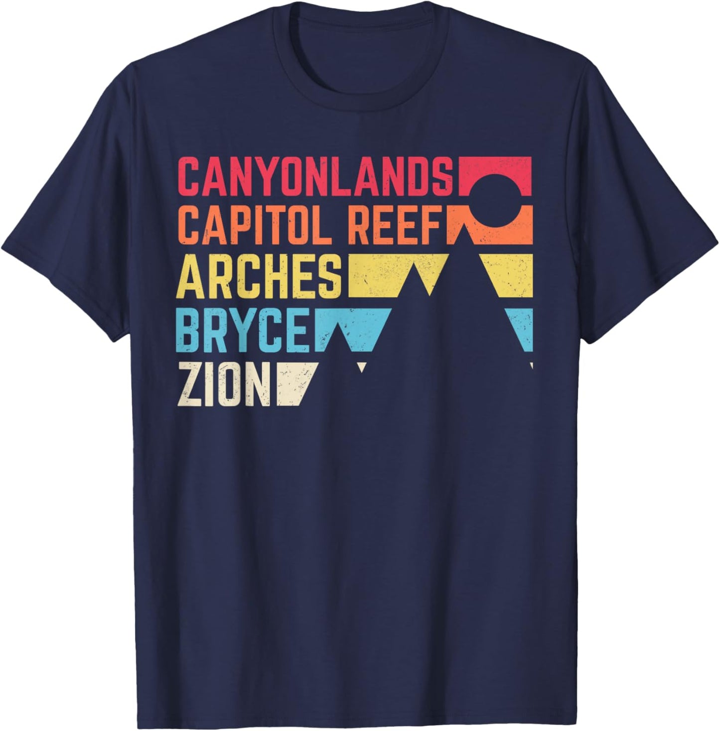 Utahs Five National Parks Souvenir - NPS Moab Utah Mighty 5 T-Shirt - T-Shirt | Navy