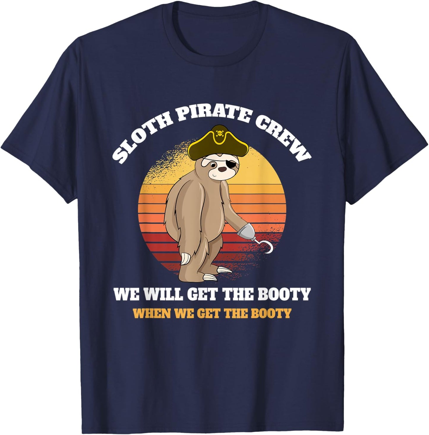 Sea Thief Sloth Pirate Crew Caribbean Funny Pirate T-Shirt - T-Shirt | Navy