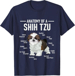 Anatomy Of Shih Tzu - Animal Dog Breeder Canine Lover T-Shirt - T-Shirt | Navy