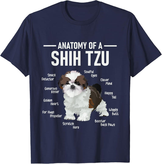 Anatomy Of Shih Tzu - Animal Dog Breeder Canine Lover T-Shirt - T-Shirt | Navy