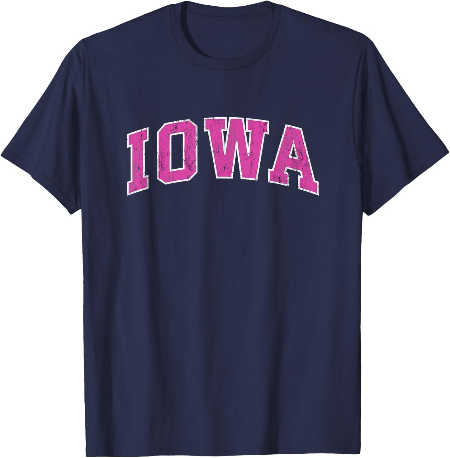 Iowa IA Vintage Sports Design Pink Design T-Shirt - T-Shirt | Navy