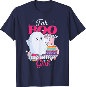 Cute Ghost | Faboolous Girl Birthday | Birthday Party T-Shirt - T-Shirt | Navy