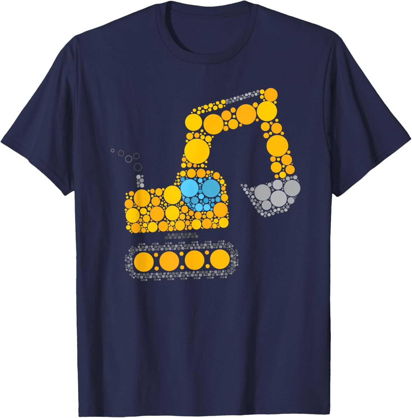 Boys Dot Day 2023 Excavator Construction Digger Polka Dot T-Shirt - T-Shirt | Navy