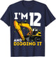 I'm 12 And Digging It Twelve Years Old Excavator Birthday T-Shirt - T-Shirt | Navy