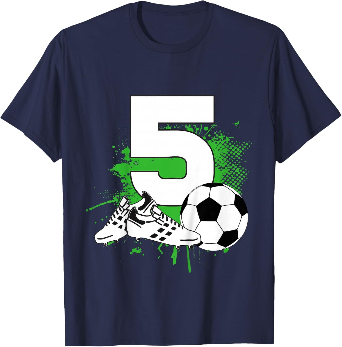 Kids 5th Birthday Boys 5 Years Soccer Football Player Birthday T-Shirt - T-Shirt | Navy