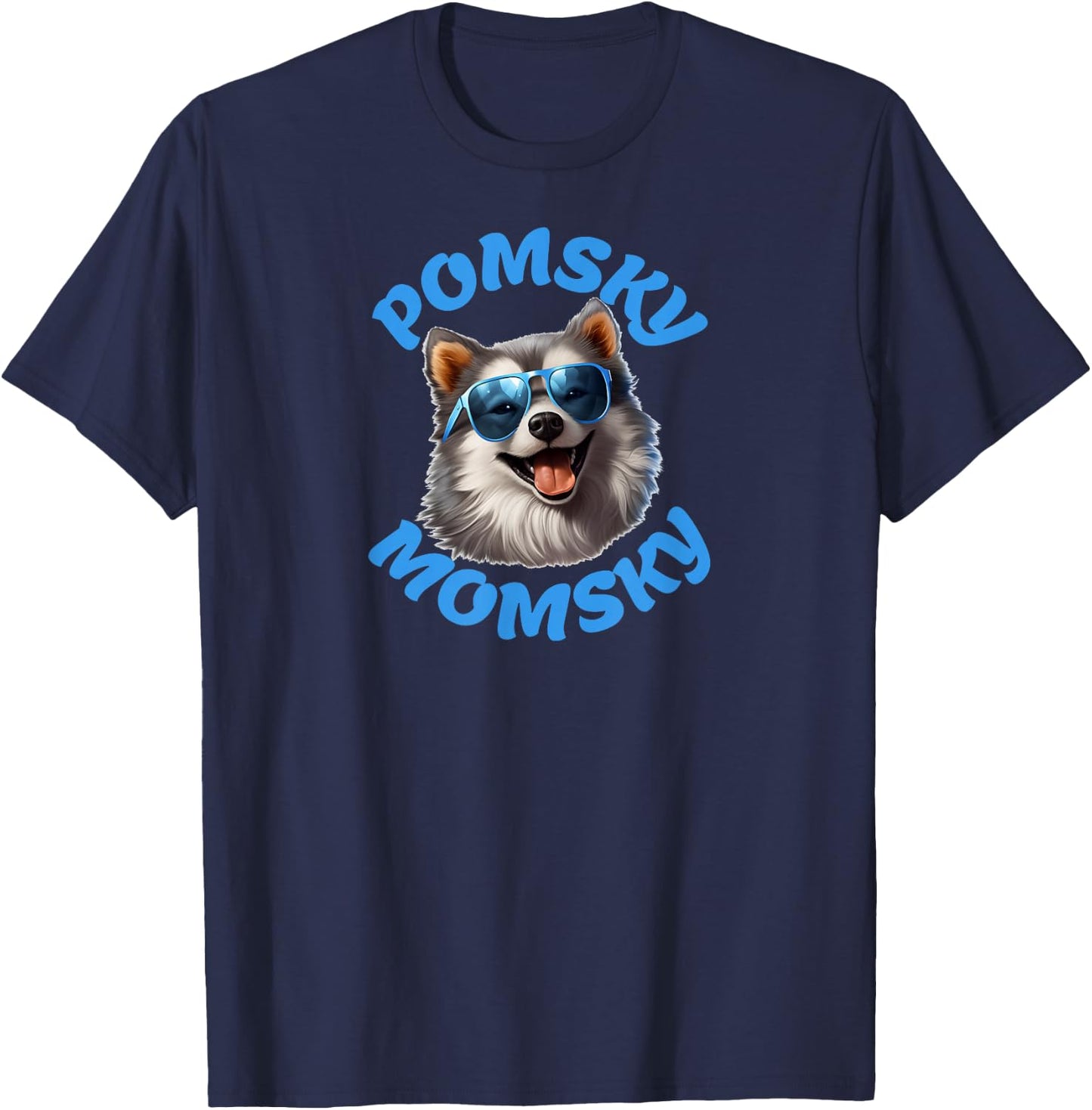 Pomsky Momsky Pomeranian Husky Lovers funny T-Shirt - T-Shirt | Navy