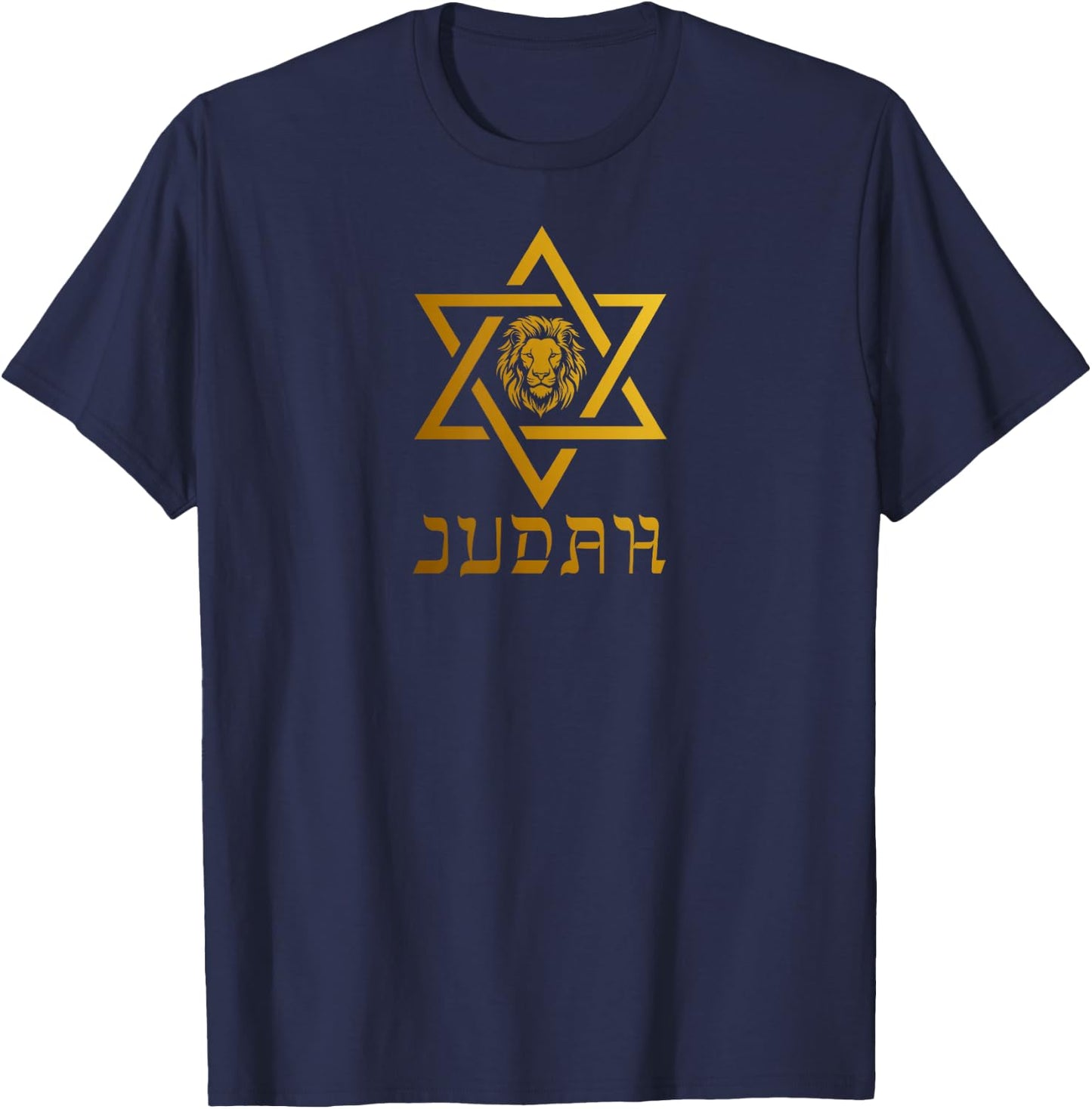 Lion of Judah Jewish Star of David Israel T-Shirt - T-Shirt | Navy