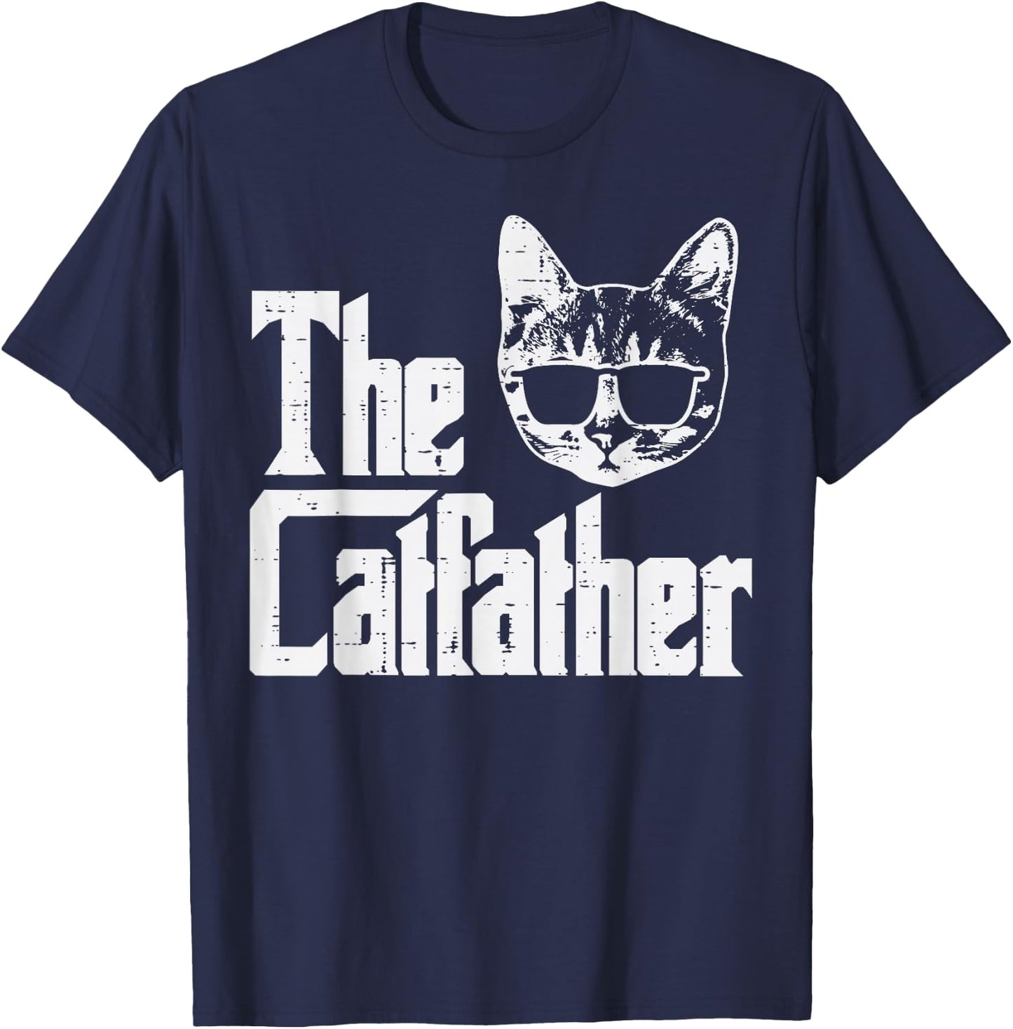 The Catfather Funny Cat Dad Fathers Day Movie Pun Papa Men T-Shirt - T-Shirt | Navy