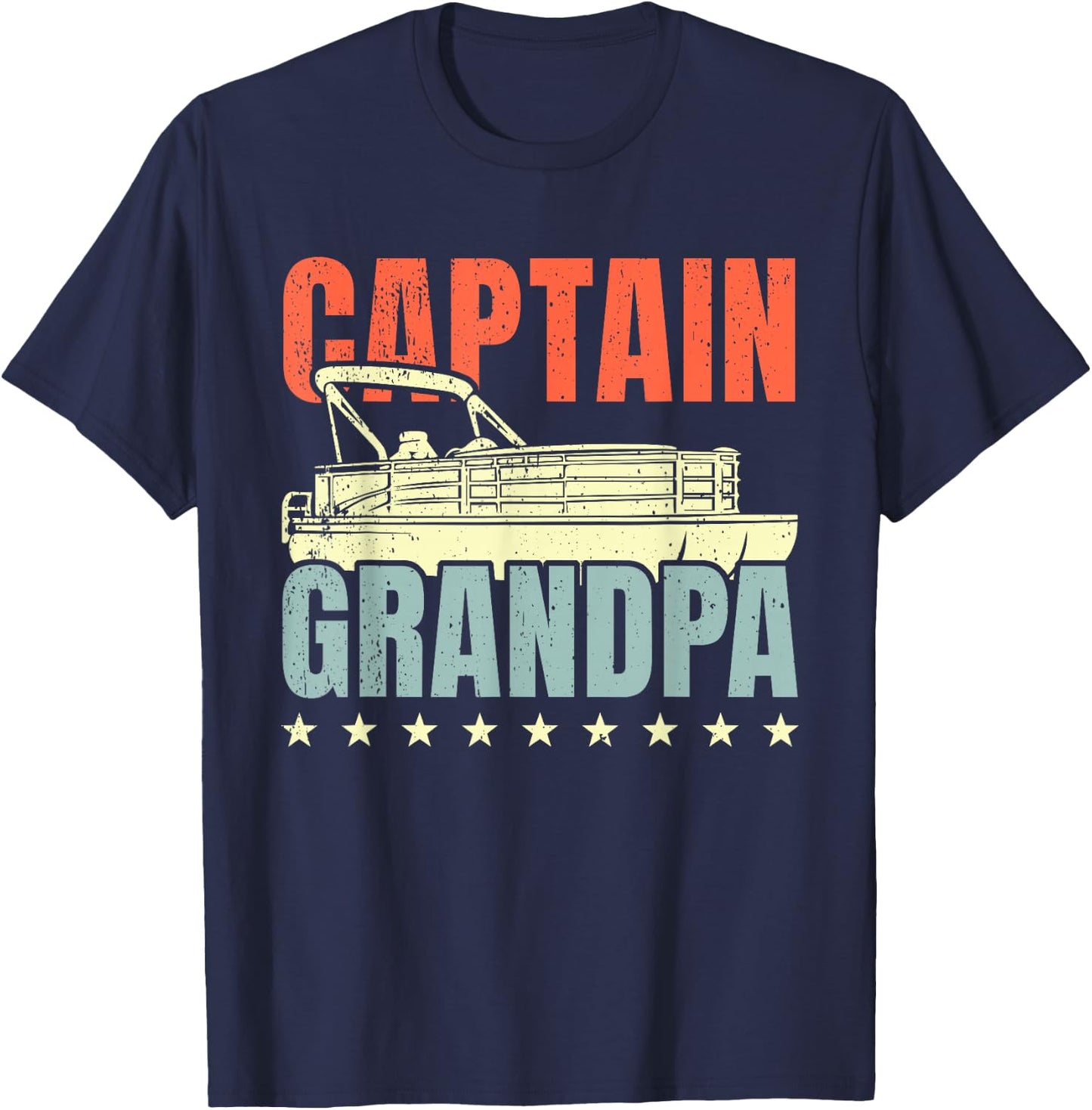 Grandpa Pontoon Boat Captain I Old Man Pontoon Boating T-Shirt - T-Shirt | Navy