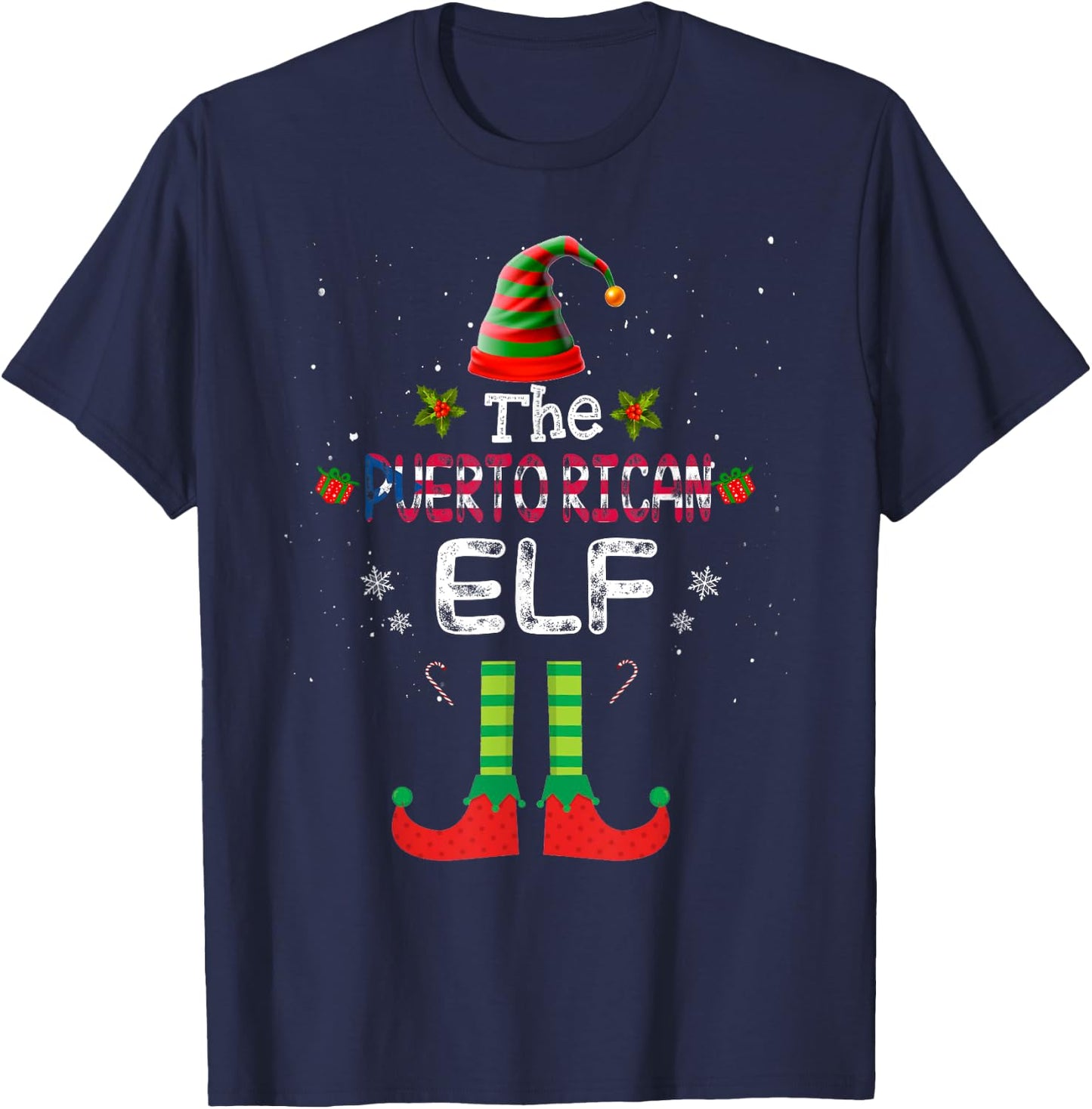 Puerto Rican Elf Group Matching Family Christmas Outfit Set T-Shirt - T-Shirt | Navy
