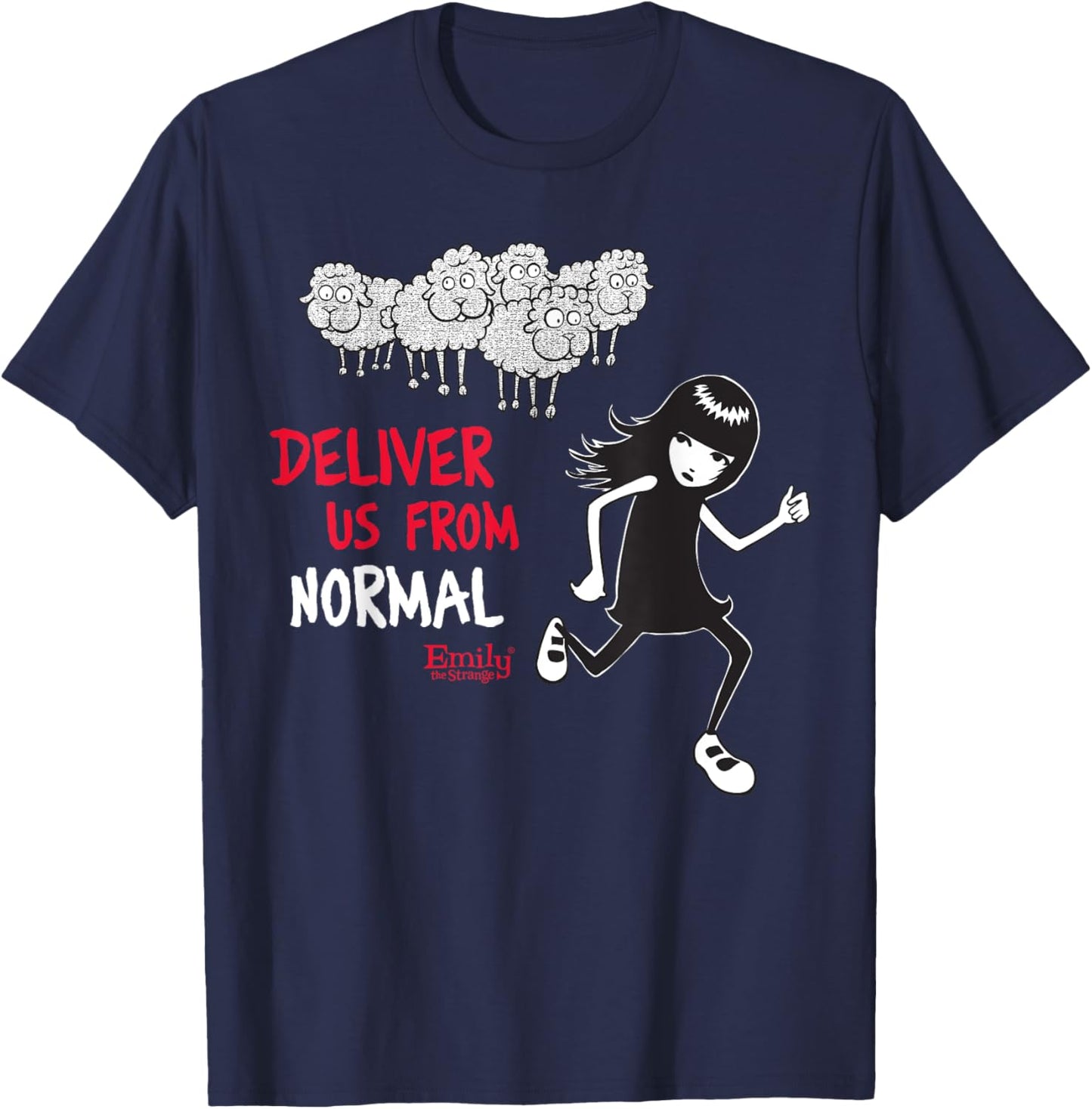 Emily The Strange Deliver Us From Normal T-Shirt - T-Shirt | Navy