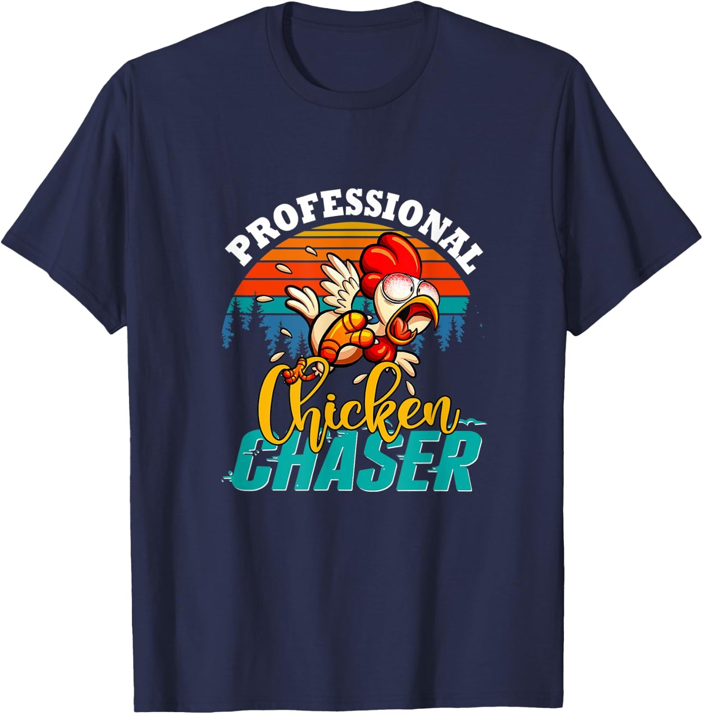 Professional Chicken Chaser Vintage Retro Running Animal T-Shirt - T-Shirt | Navy
