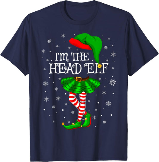 Head Elf Christmas Matching Family Women Girls Elf T-Shirt - T-Shirt | Navy
