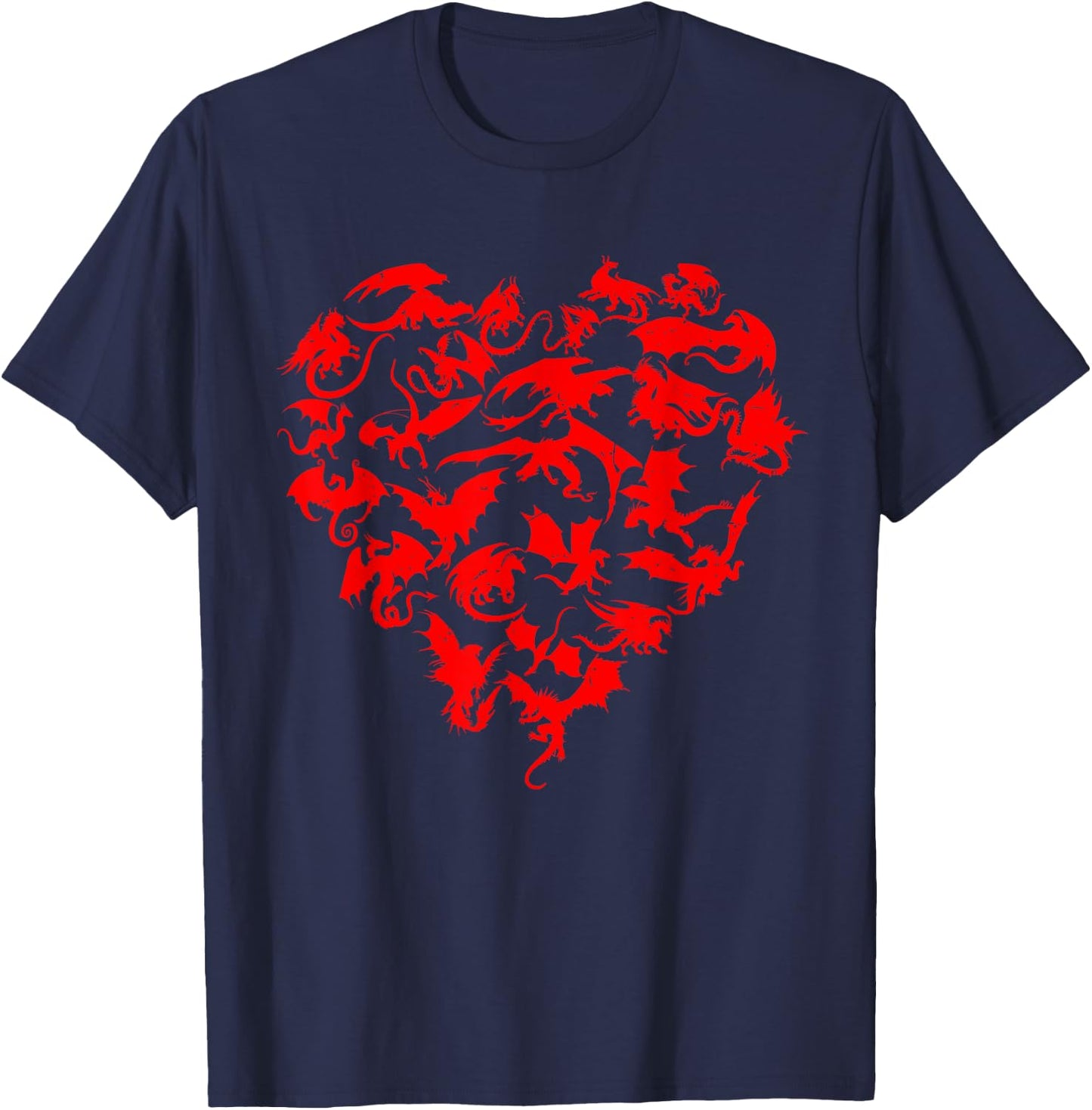 Dragons Love Heart of Kids women Teen Girls T-Shirt - T-Shirt | Navy