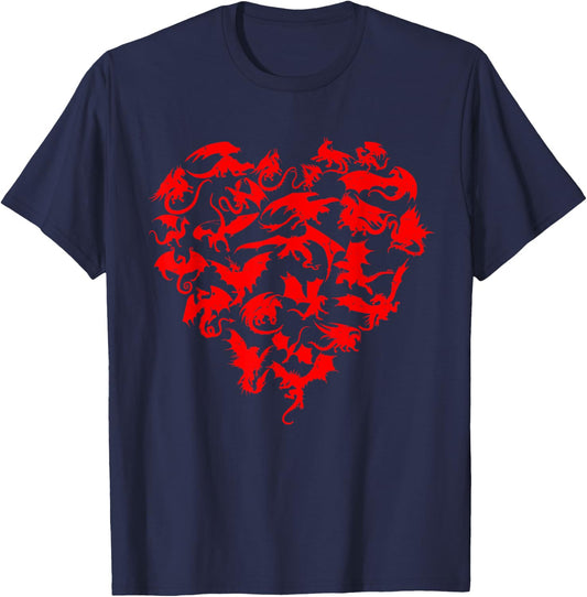 Dragons Love Heart of Kids women Teen Girls T-Shirt - T-Shirt | Navy