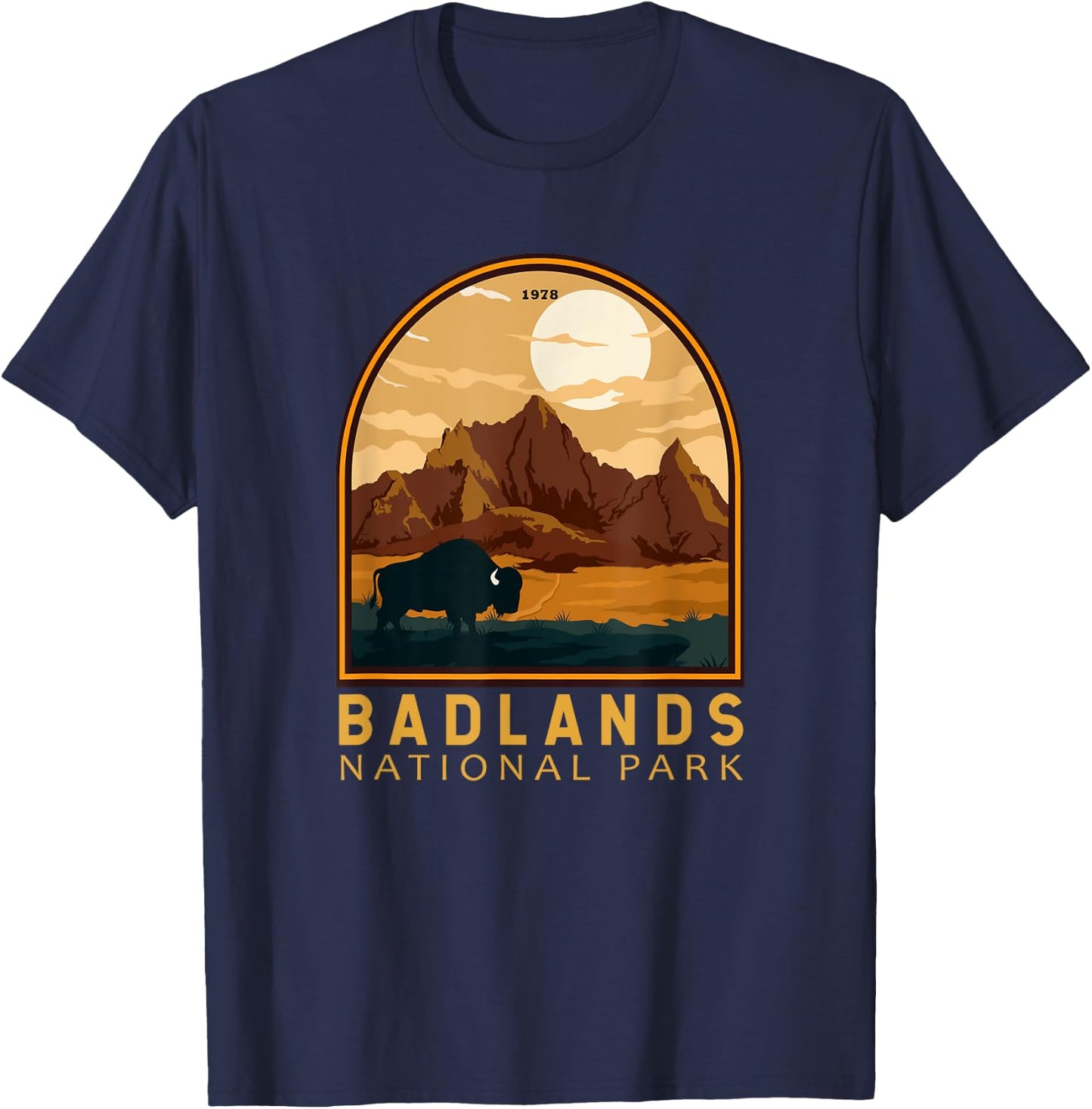Badlands National Park South Dakota Vintage Emblem T-Shirt - T-Shirt | Navy