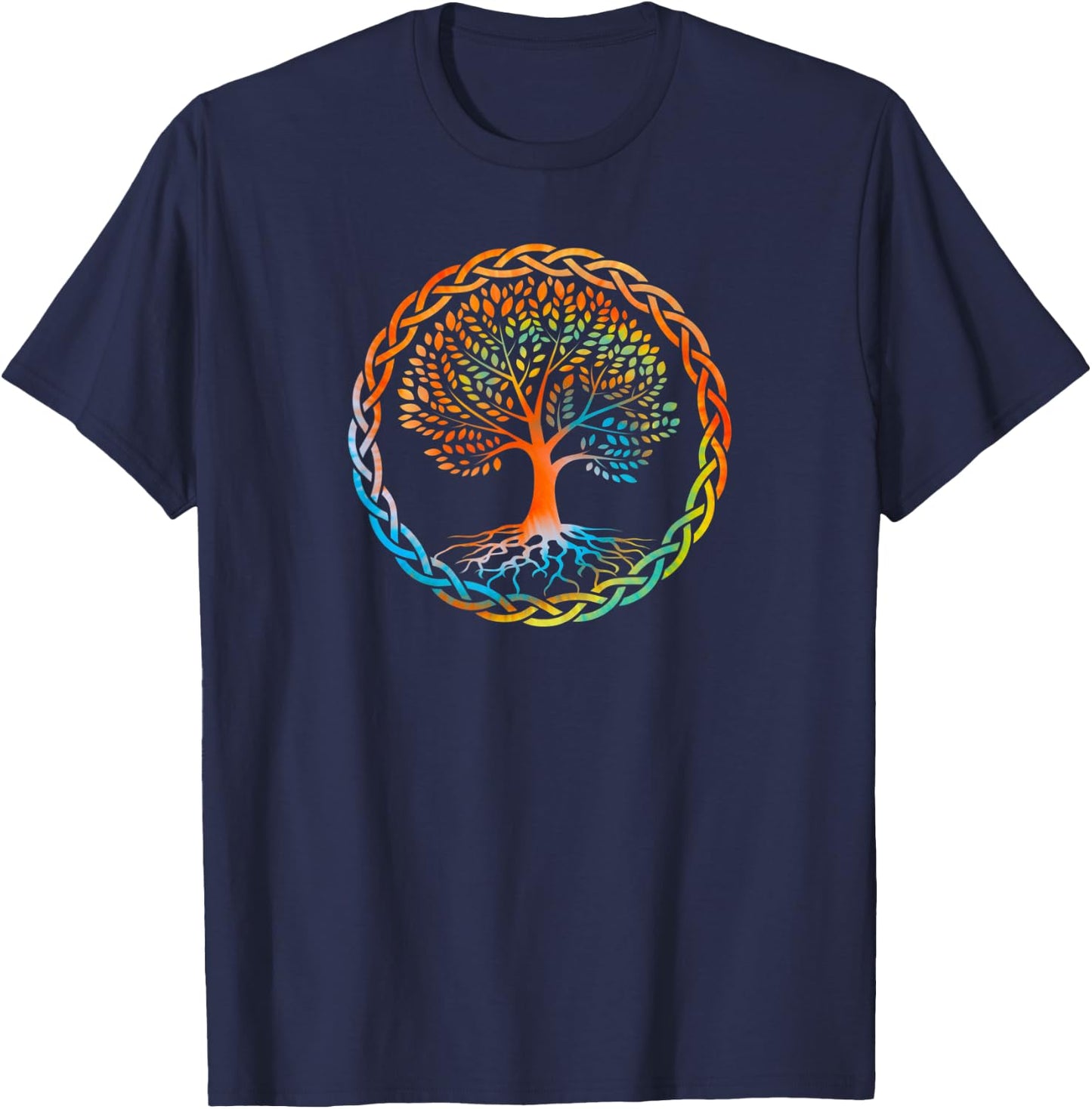 Celtic Tree of Life Tie Dye Nordic Yggdrasil Viking Women T-Shirt - T-Shirt | Navy
