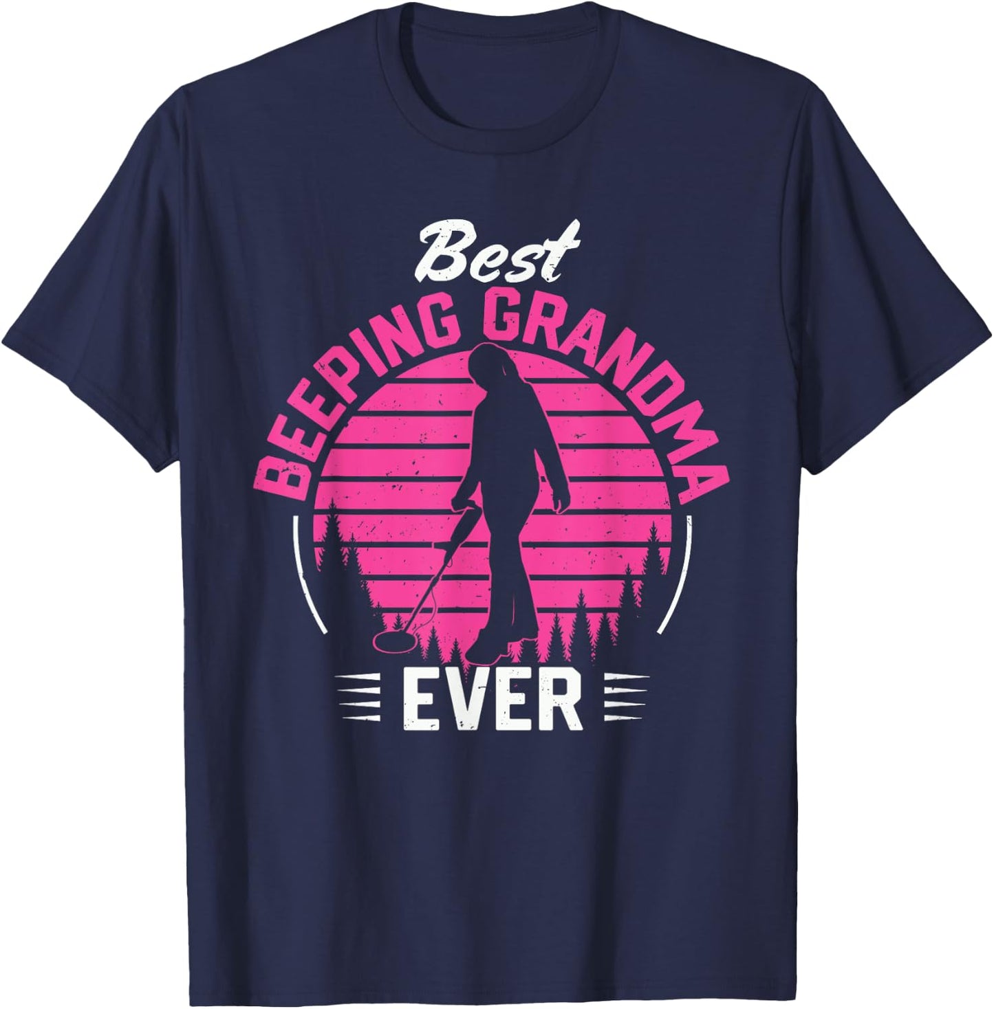 Best Beeping Grandma Metal Detecting Detectorist Women T-Shirt - T-Shirt | Navy