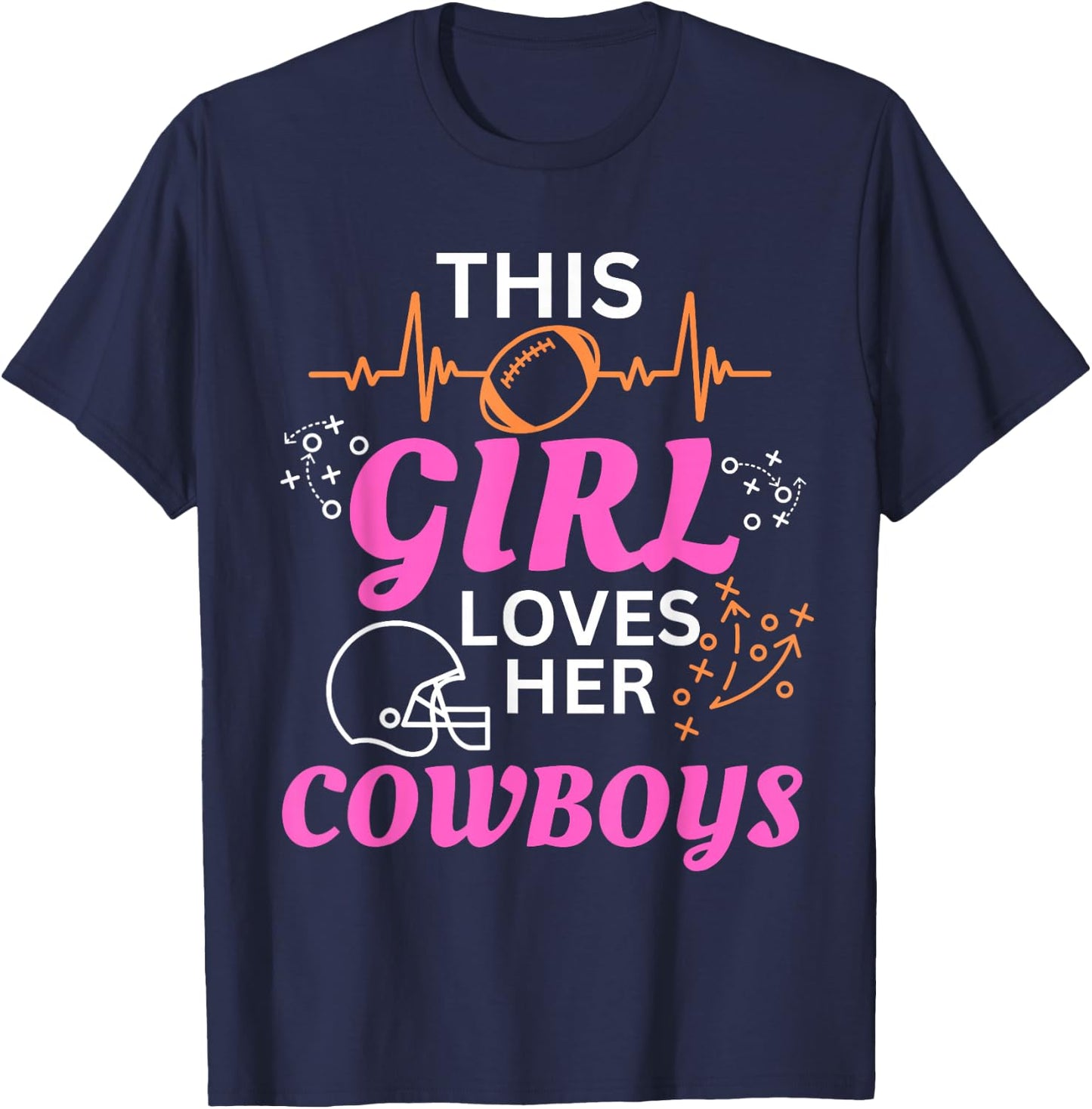 This Girl Loves Her Cowboy Cute Texas Dallas T-Shirt - T-Shirt | Navy