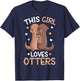 This Girl Loves Loves Otters Girls Kids Otter T-Shirt - T-Shirt | Navy