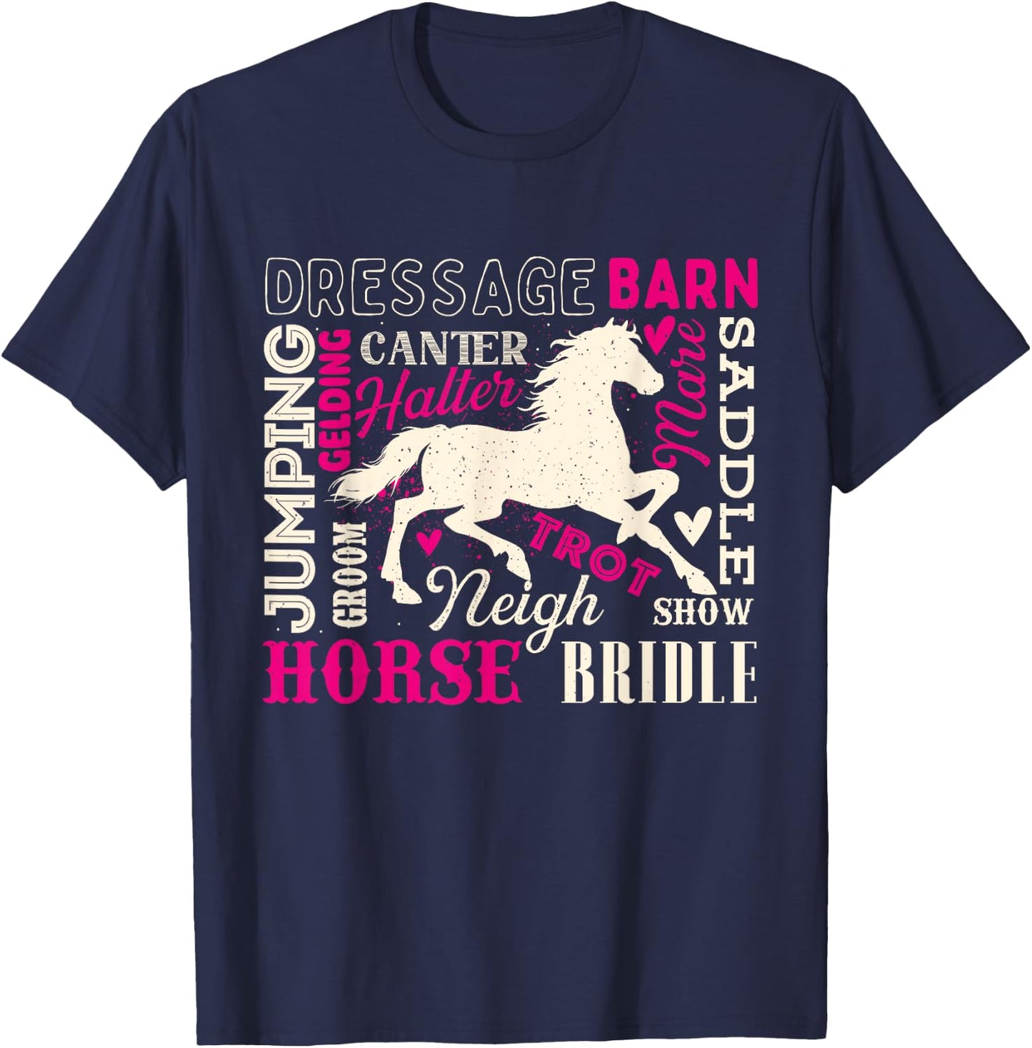 Typography Horses - Horseman Horse Owner Equestrian Riding T-Shirt - T-Shirt | Navy