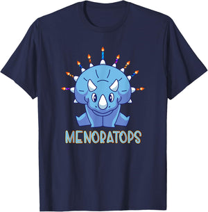 Dinosaur menorah triceratops "menoratops" hanukkah T-Shirt - T-Shirt | Navy