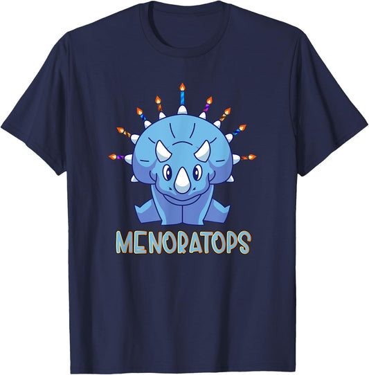 Dinosaur menorah triceratops "menoratops" hanukkah T-Shirt - T-Shirt | Navy