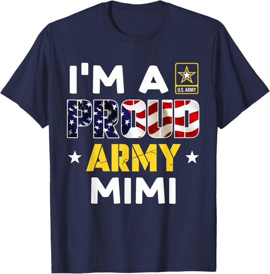 I'm a Proud Army MIMI USA American Flag Dog Tag Family T-Shirt - T-Shirt | Navy