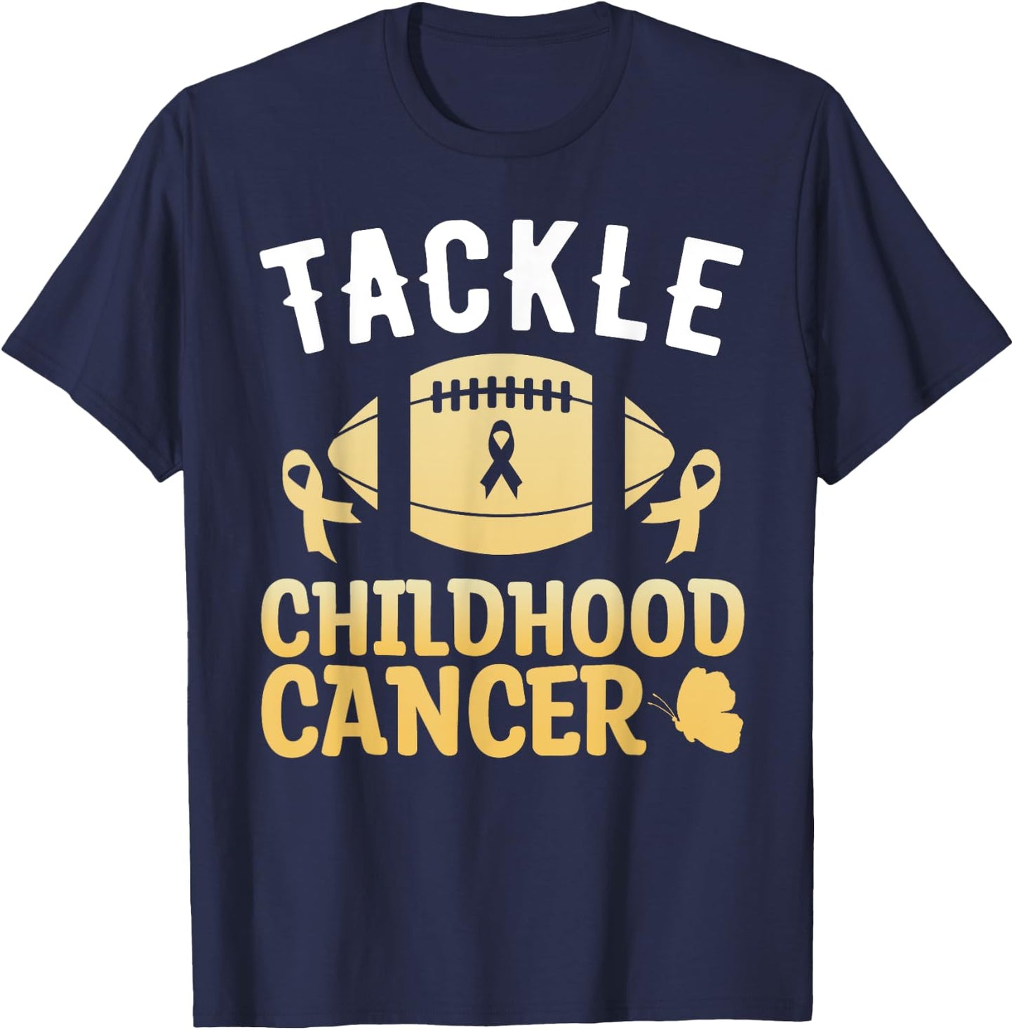 Football Childhood Cancer Awareness Tackle Childhood Cancer T-Shirt - T-Shirt | Navy