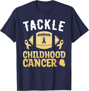 Football Childhood Cancer Awareness Tackle Childhood Cancer T-Shirt - T-Shirt | Navy