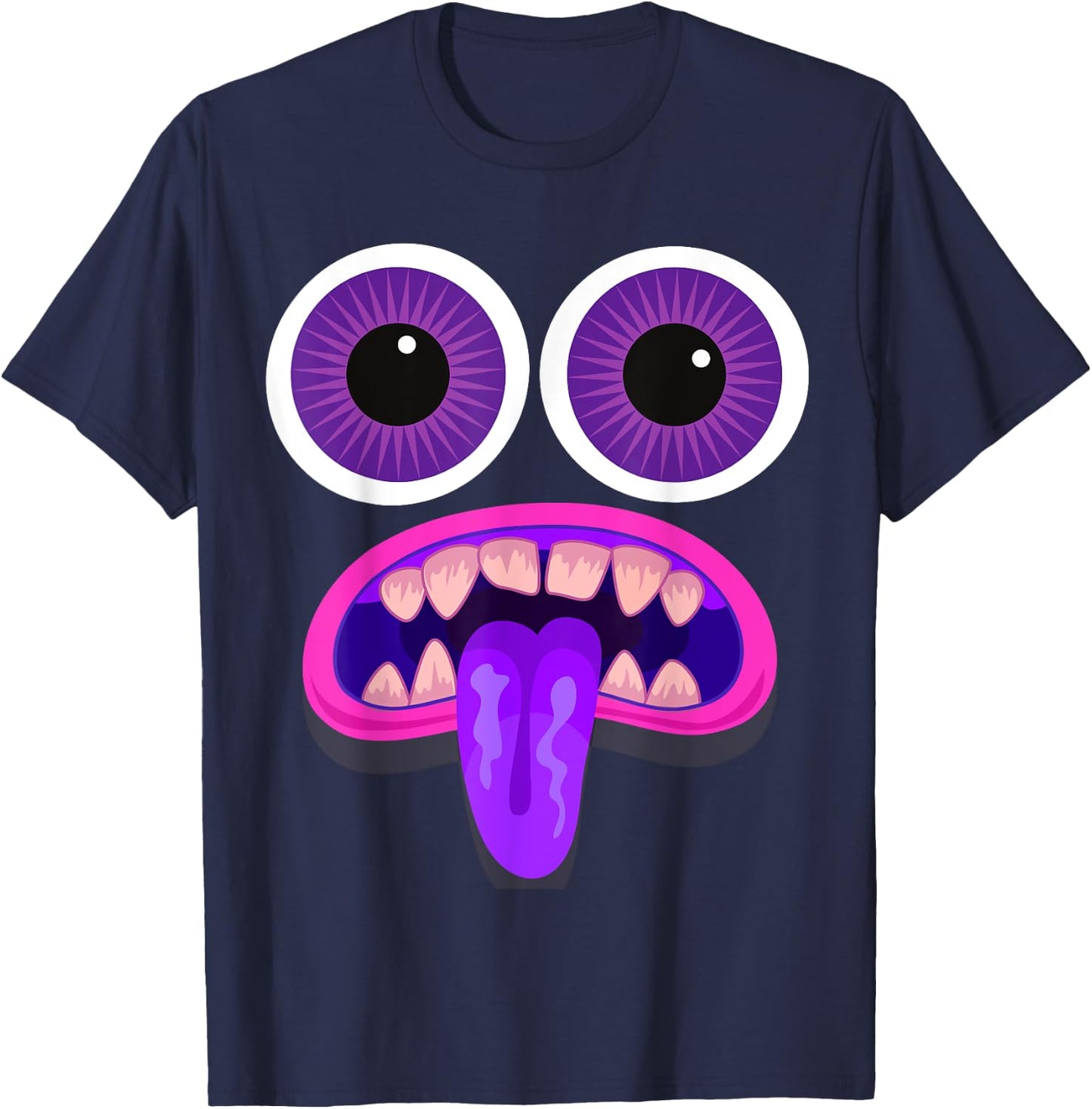Men's Women's Purple Monster Face Halloween Costume T-Shirt - T-Shirt | Navy