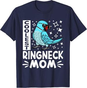 Coolest Ringneck Parrot Mom I Blue Indian Ringneck T-Shirt - T-Shirt | Navy