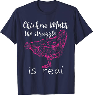 Chicken Math the Struggle is Real T-Shirt - T-Shirt | Navy