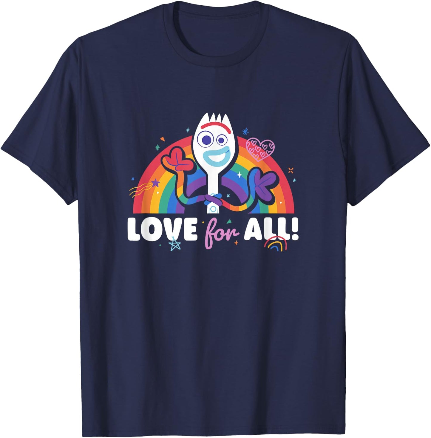 Disney Pixar Toy Story 4 Rainbow Forky Love for All T-Shirt - T-Shirt | Navy
