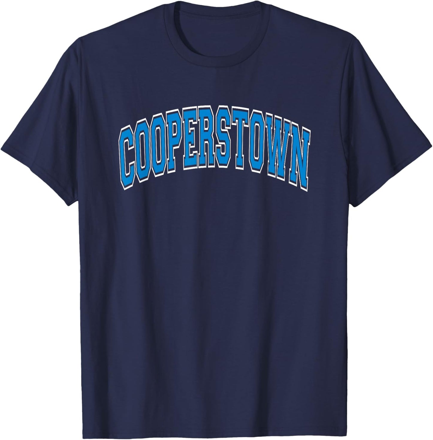 Cooperstown Arched Blue Text T-Shirt - T-Shirt | Navy