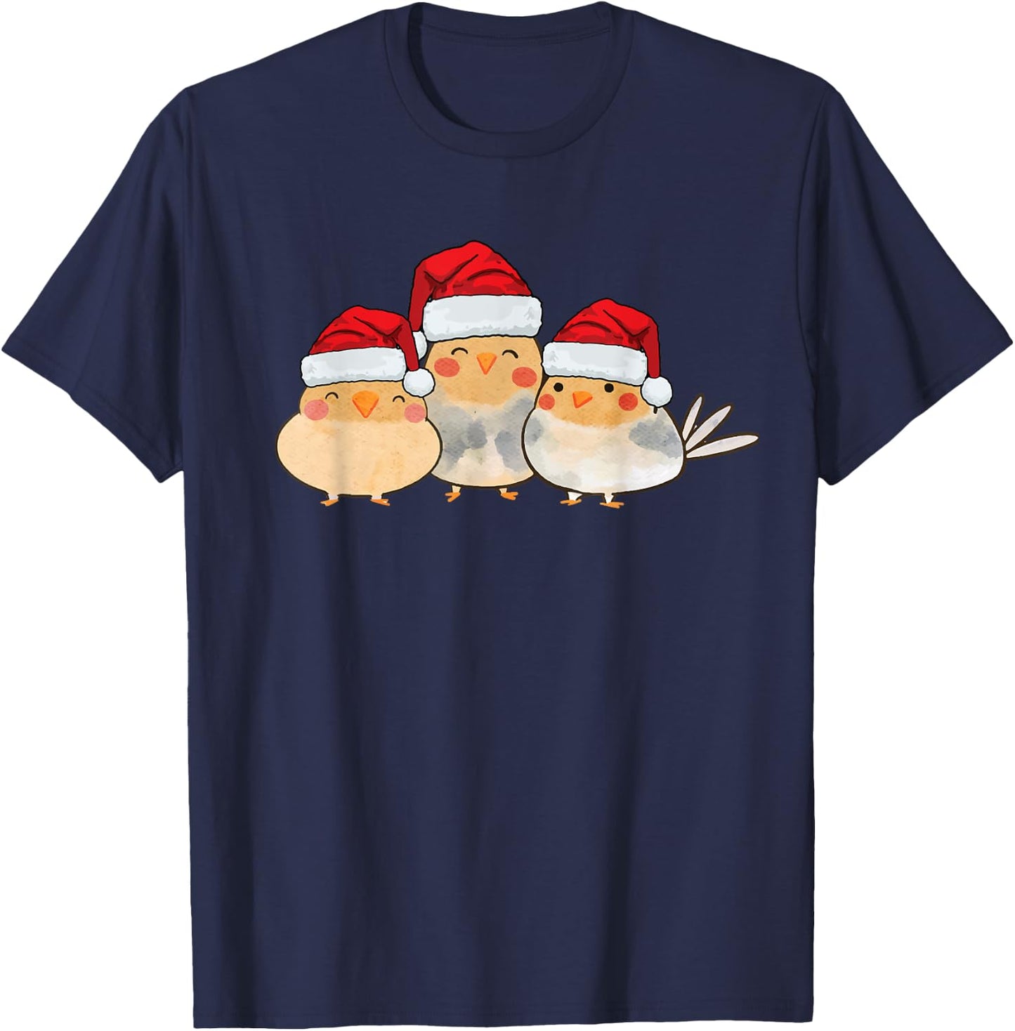 Cockatiel Lutino yellow cute birds wearing christmas costume T-Shirt - T-Shirt | Navy